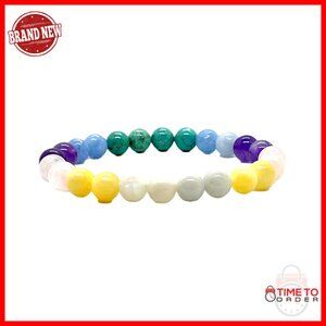 Pisces Birthstone Bracelet Multi-Chakra Balance Stretch Fit